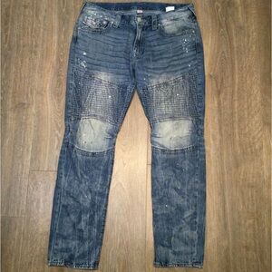 True Religion Moto Slim Big T Size 38 Mens Jeans